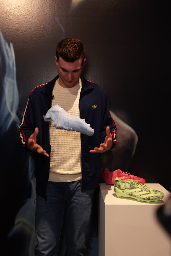 adidas Super Bowl cleat toss with Fernando Mendoza