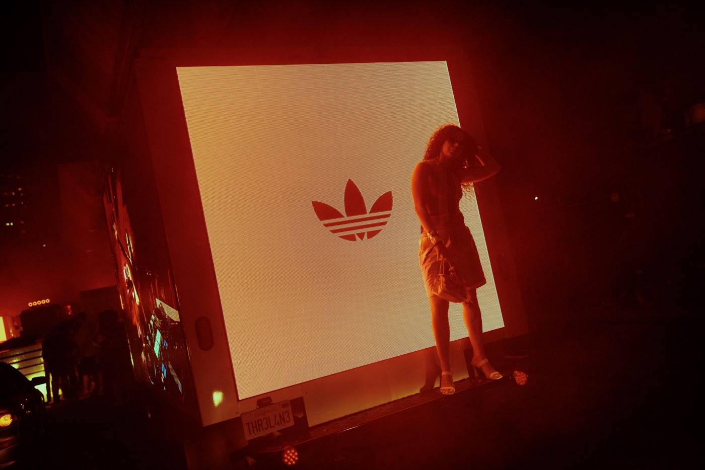 Illuminated adidas Trefoil signage at the World Cup 26 kit launch event